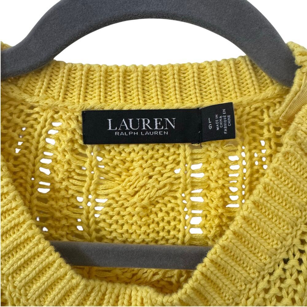 NWOT Ralph Lauren Black Label Aran-Knit Cotton Sweater in "Sunfish Yellow" Sz L - Picture 7 of 10